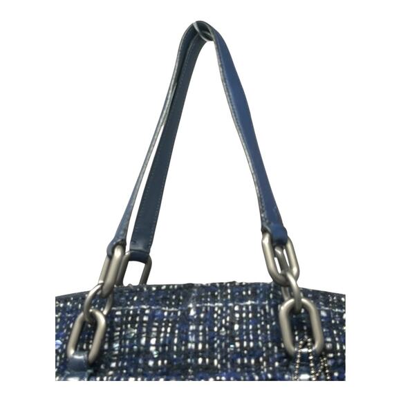 RARE Coach Chelsea Bouclé Mersin Tweed Shoulder Tote Navy Blue Style 17813 $398 - Picture 10 of 12